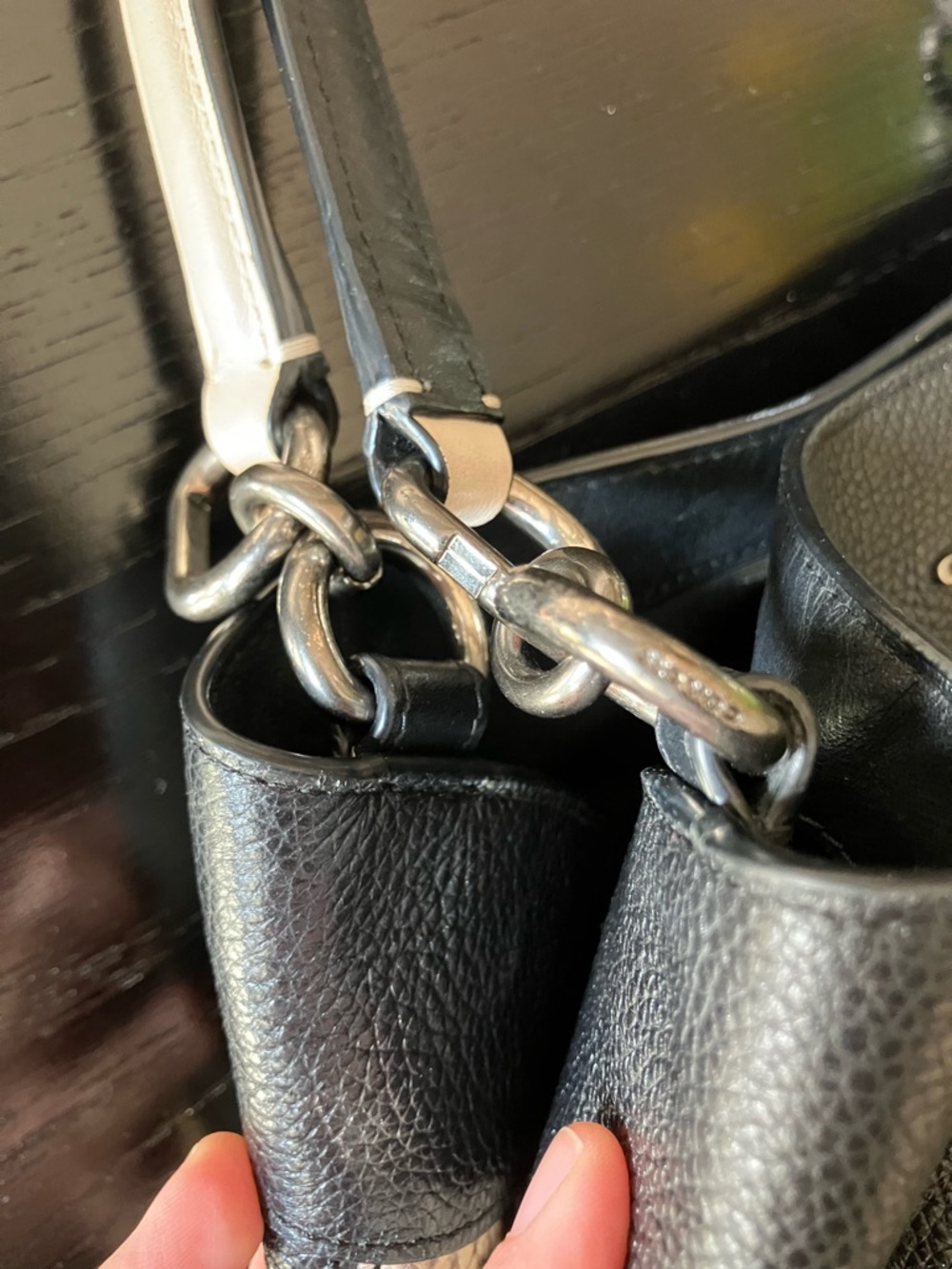 Coach Black Leather Lexy Shoulder Bag Snake Embossed - Picture 7 of 13